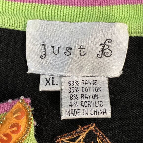 Just‎ B Bright Pattern Cardigan Beaded Sequin Mixed Drinks Fruit Sweater - Picture 7 of 7